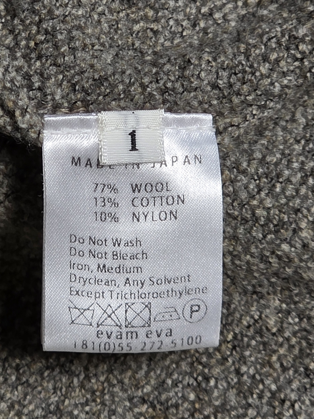Evam Eva Wool Boucle Long Open Cardigan Coat Gray Size 1 Made in Japan - Picture 5 of 9